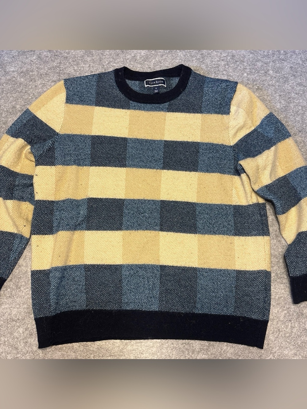 Club Room Blue and Yellow Wide-Stripe Crewneck Sweater
